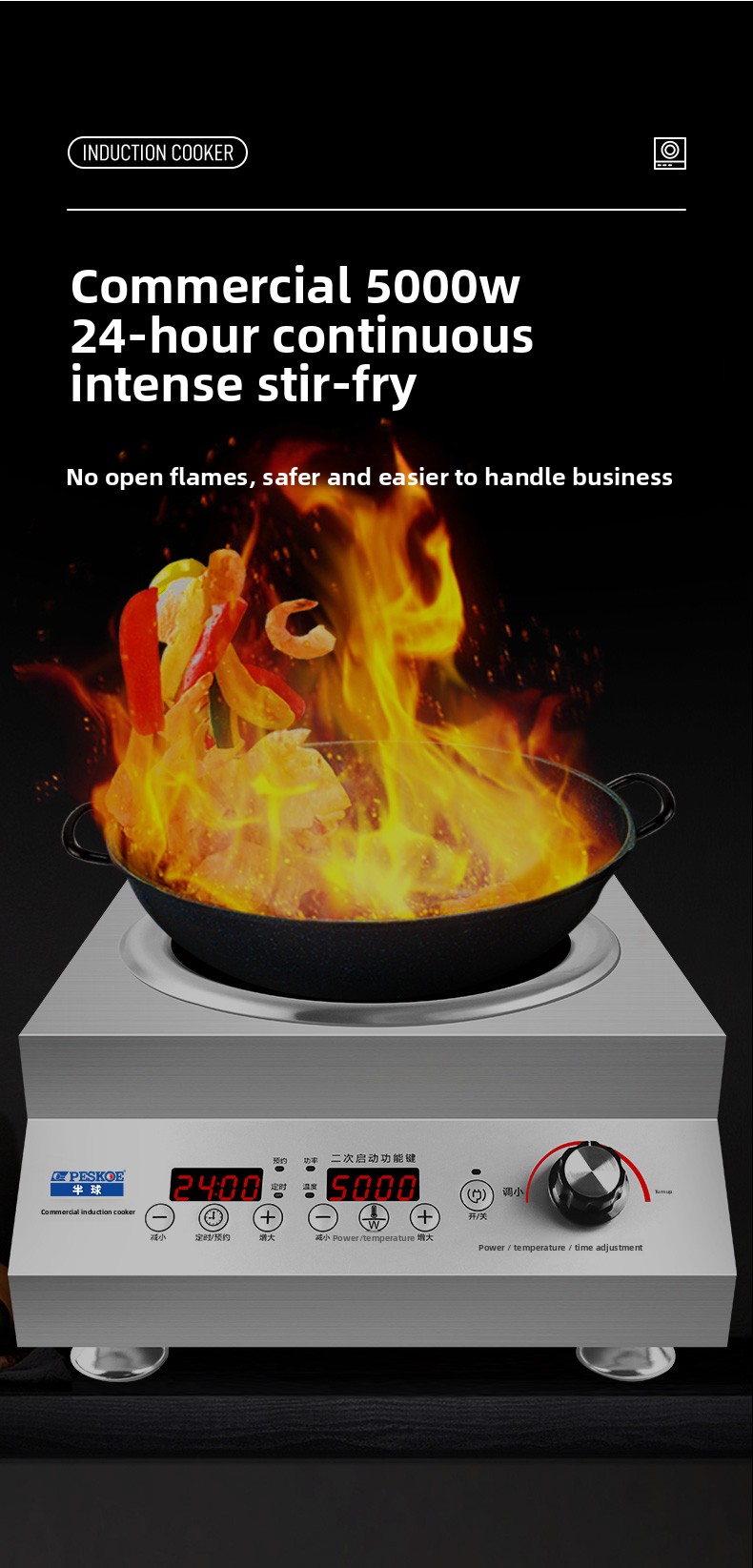 220V 業務用誘導調理器 5000W フラットタイプ 60 - Induction Cooktop Portable のレビューと価格