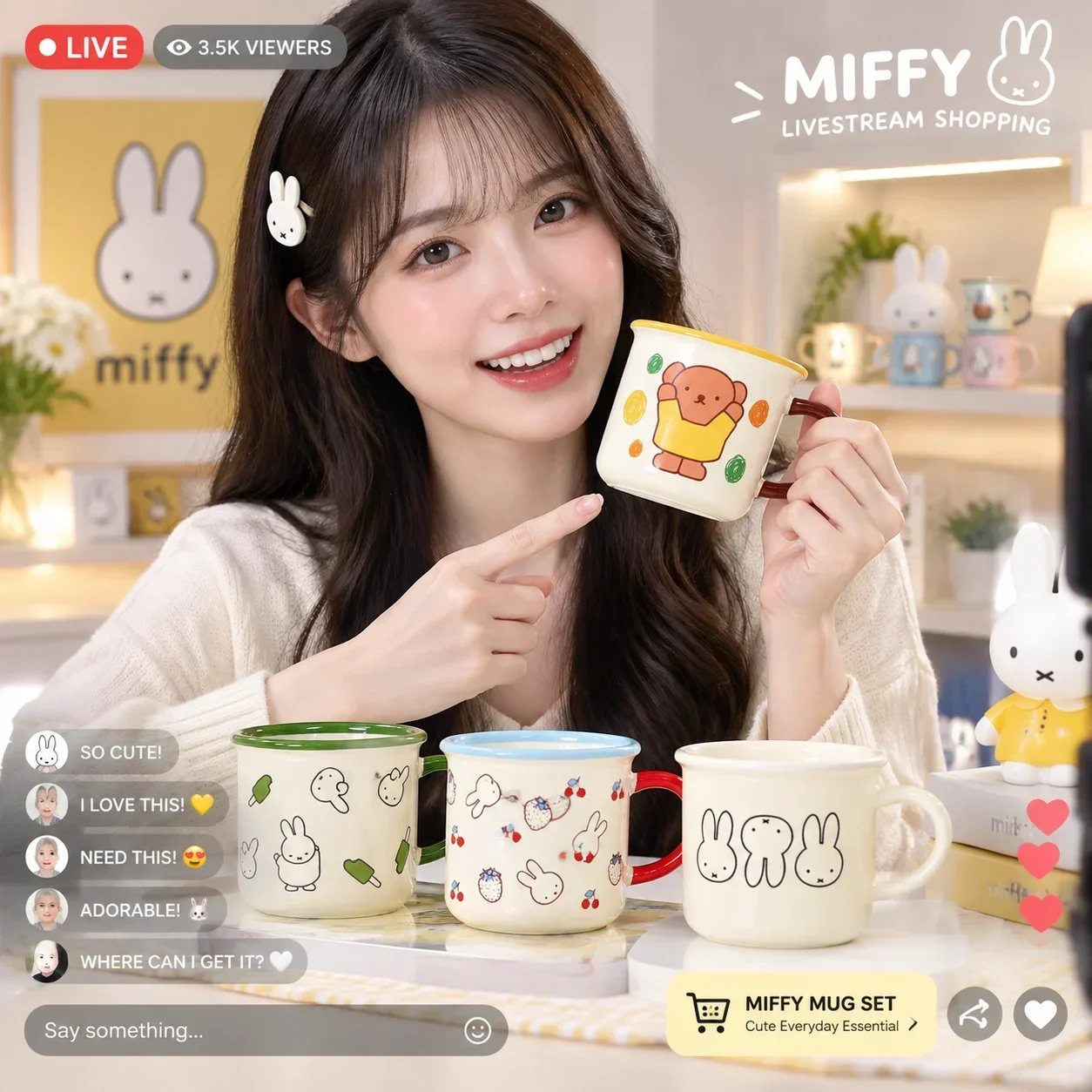 ミッフィーのかわいいデザインの大型セラミック製コーヒーカップ - Microwave Oven のレビューと価格