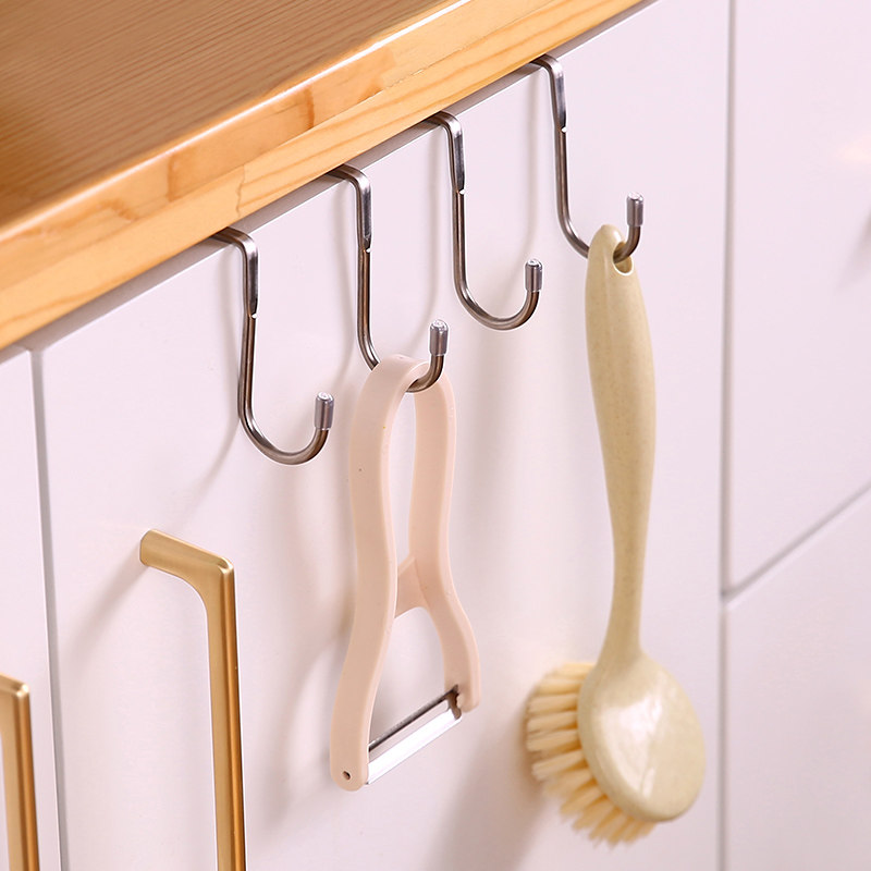 ステンレス製、ドアに取り付け可能なフック。穴あけ不要。ダブル - Kitchen Appliances Cabinet のレビューと価格
