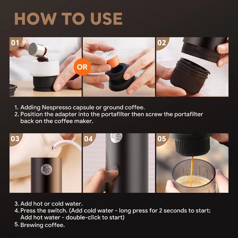 業務用ミニカスタムロゴ入りUSB充電式ポータブルエスプレッソ - Coffee Maker のレビューと価格